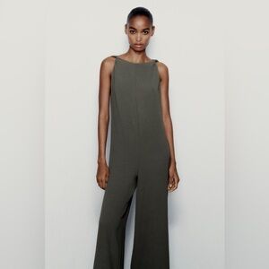 ZARA Olive Green Sleeveless Jumpsuit